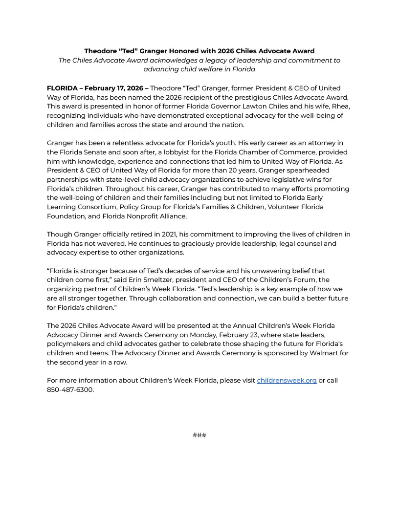 CW 2026 Chiles Advocate Award Recipient_Press Release