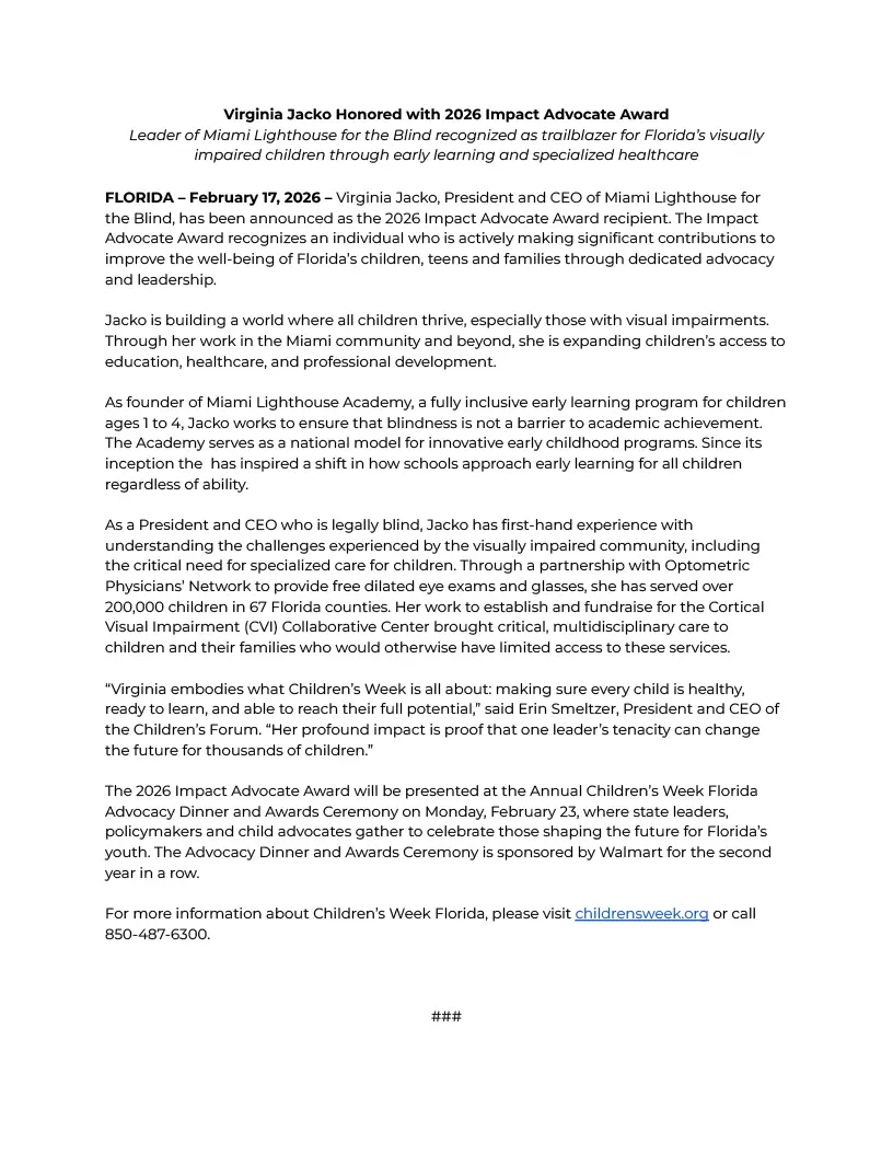 CW 2026 Impact Advocate Award Recipient_Press Release